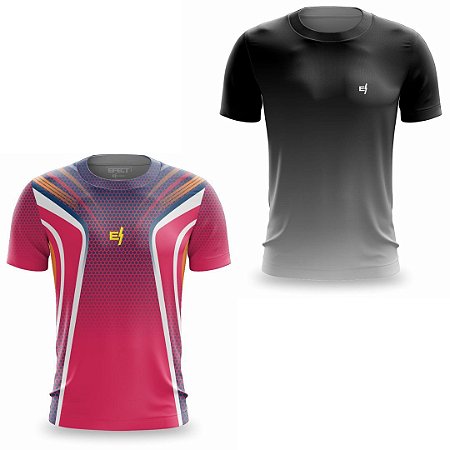 Kit 2 Camisetas Fitness Masculina - Barça e Black