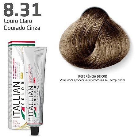 Coloração Itallian Color 60g Louro Claro Dourado Cinza 8.31