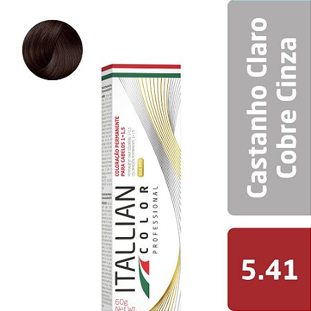 Coloração Itallian Color 60g Castanho Claro Cobre Cinza 5.41