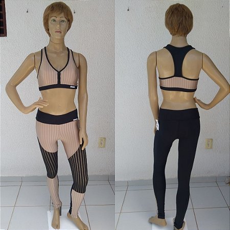 Conjunto 3D Marrom/Preto com bojo - Tam. M