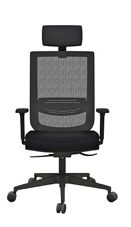 Cadeira Escritório Try Presidente Syncron Braço Regulável Rhodes, no crepe preto