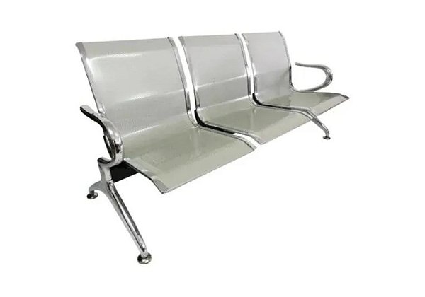 Longarina Qatar de Aeroporto 3 Lugares Cromada