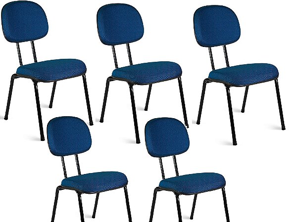 Cadeira de Escritório Secretária Fixa com Pés Palito Estofada frisokar cor azul