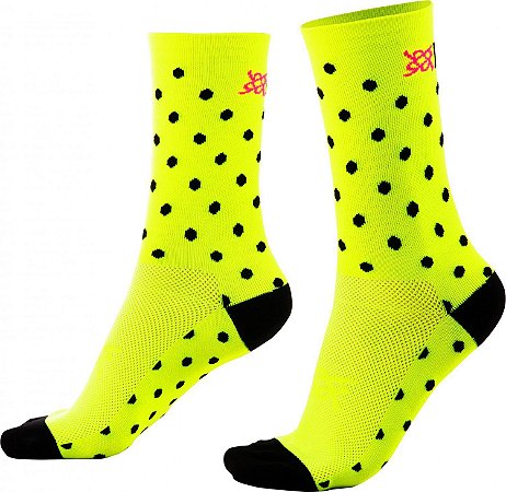 Meia HUPI Amarelo Neon Dots - LT para pés menores 34-38