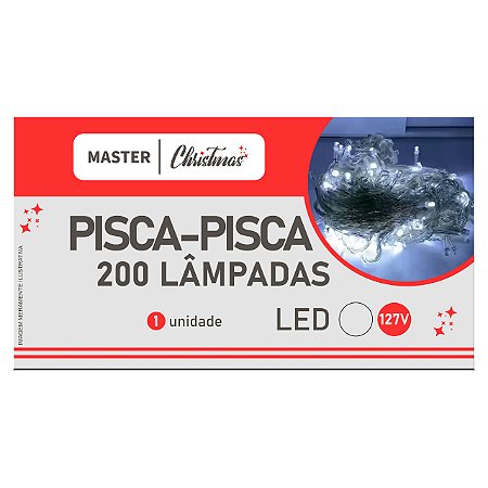 Enfeite Pisca Pisca 200 LEDs 8 Funções Natal Branca Arvore 16,4m - POINT MIX ACESSORIOS Enfeite Pisca Pisca 200 LEDs 8 Funções Natal Branca Arvore 16,4m - POINT MIX ACESSORIOS