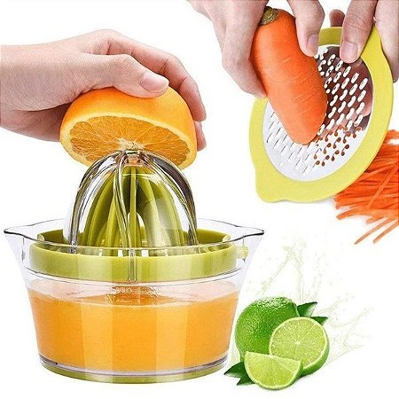 Espremedor Manual de Frutas 4 em 1 - Sucos Vitaminas Laranja Limão