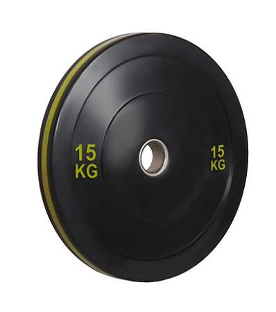 Anilha olímpica de ferro fundido Bumper Plate com anel amarelo 15kg  10100515 - Loja de Artigos Fitness/ Yoga e Pilates | WCT Fitness wct.com.br