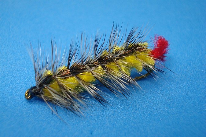 WOOLLY WORM YELLOW/ PEACOCK