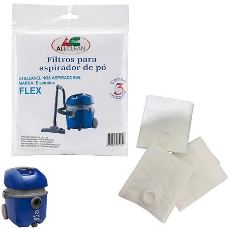 03 Sacos Descartável Aspirador De Pó Electrolux Flex 1400w
