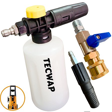 Kit Snow Foam + Registro + Bico Curto com Engate Rápido Para Wap Ousada Plus 2200