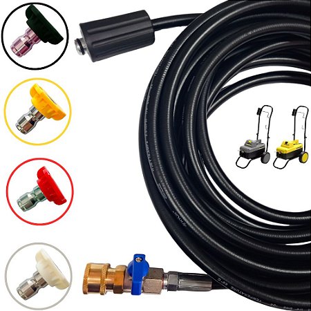 Kit Bicos Engate Rápido + Registro + 10Mt Mangueira Para Karcher HD 585