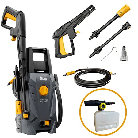 Kit Lavadora de Alta Pressão 1400W 1500PSI WAP WL 1820 + Snow Foam Canhão de Espuma