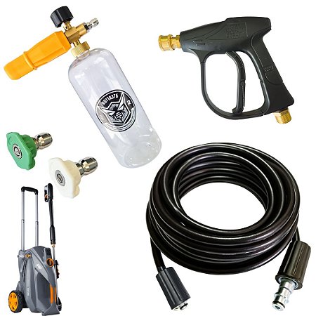 6 Metros Mangueira Trama de Nylon + Snow Foam Com Gatilho + 2 Bicos Para Lavadoras Wap 5100