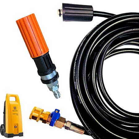 18 Metros Mangueira com Registro e Bico Variador Para Lavadoras ELECTROLUX POWER WASH