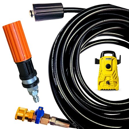 18 Metros Mangueira Com Registro e Bico Variador Para Lavadoras Karcher Compacta