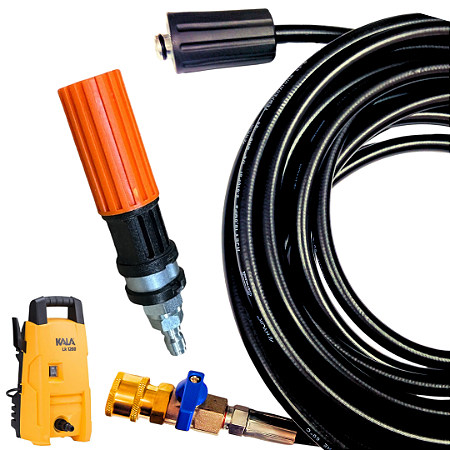 12 Metros Mangueira Com Registro e Bico Variador Para Lavadoras Kala