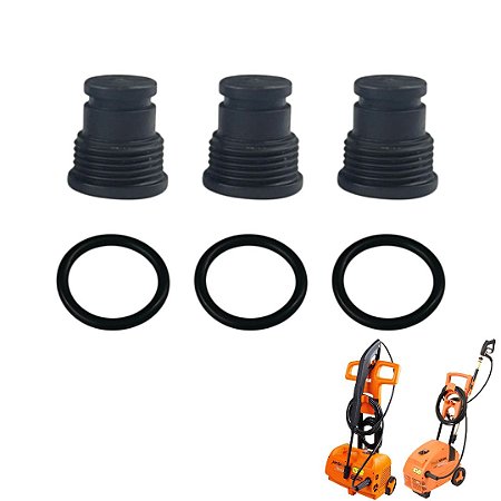 Kit Tampão + Oring Para Lavadoras De Alta Pressão Jacto J6800, J7000, J7000 Pro, J7 PRO S