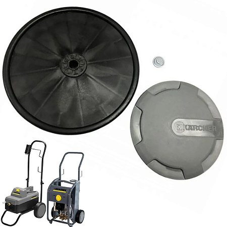 Kit Roda + Calota + Trava Para Lavadoras Karcher HD585, HD6/15 C, HD7/16, HD7/18