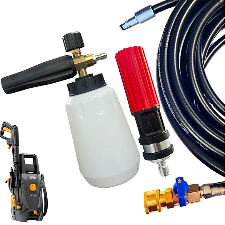 Mangueira Com Registro Engate Rápido + Bico Variador + Snow Foam Para Wap WL 1820