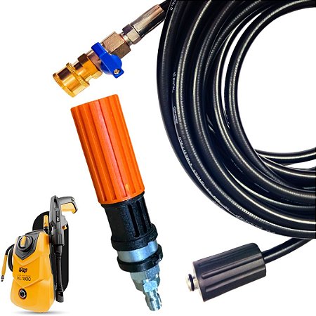 3 Metros Mangueira Trama de Nylon Com Registro e Bico Variador Para Lavadoras Wap WL1800