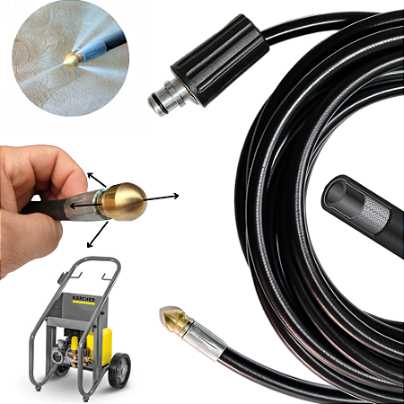 30 Metros Mangueira Desentupidora Em Trama de Aço Para Lavadoras Karcher HD 10/18 Max