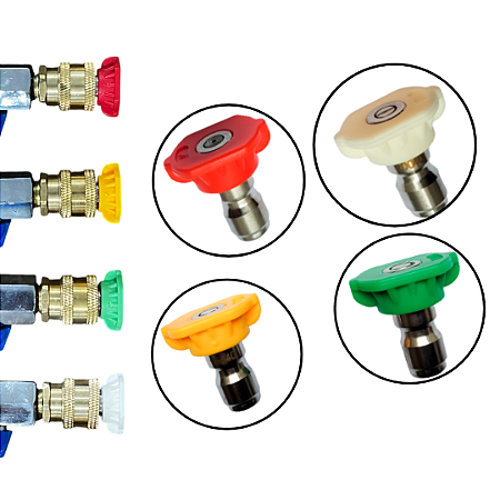 KIT 4 BICOS COLORIDOS DE ENGATE RÁPIDO PARA LAVADORAS DE ALTA PRESSÃO