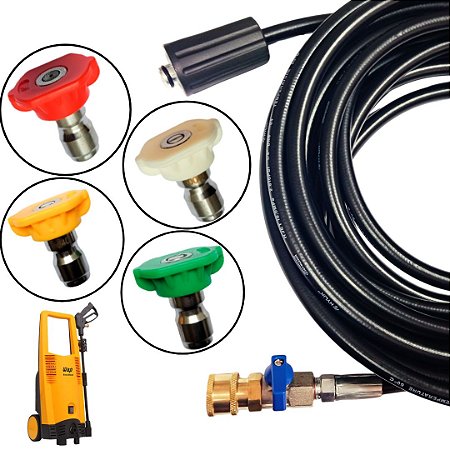 5 METROS MANGUEIRA TRAMA DE NYLON COM REGISTRO + 4 BICOS COLORIDOS PARA WAP EXCELLENT