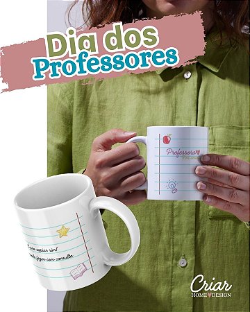 Caneca Caderno Professor - Adesivo A4