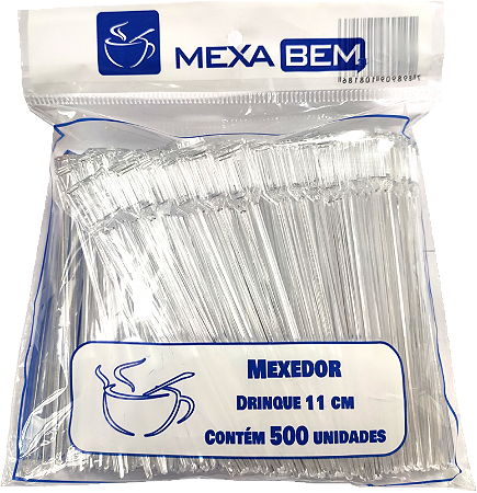 Mexedor para Café Cristal com 500 unidades Mexa Bem