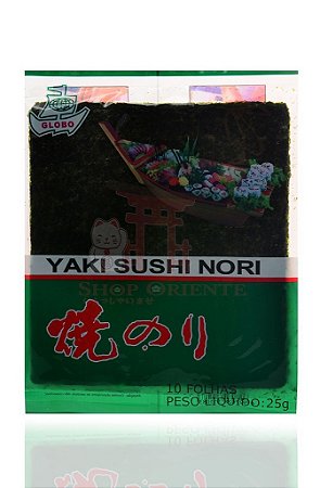 Nori - Alga Marinha para Sushi e Temaki com 10 folhas - Globo
