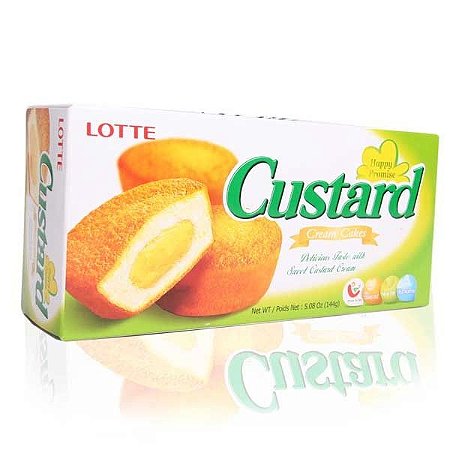 Custard (Bolo de Creme Custard) com 6 unidades (144g) - Lotte