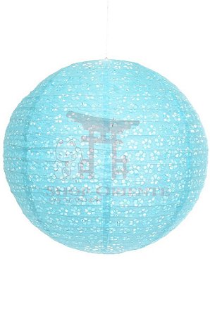 Luminária Japonesa Redonda Vazada 40 cm - Azul