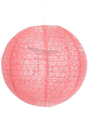 Luminária Japonesa Redonda Vazada 40 cm - Rosa