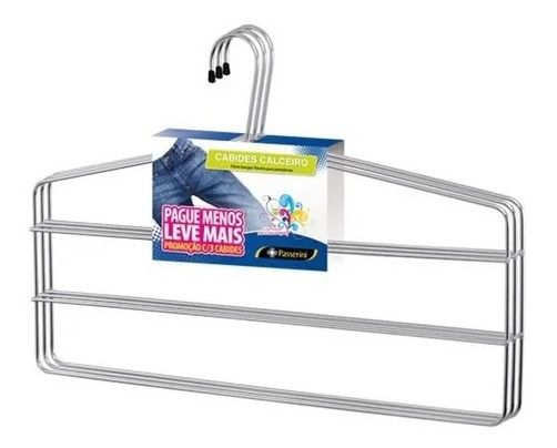 Kit 3 Cabides De Calça Triplo Aço Inox Calceiro