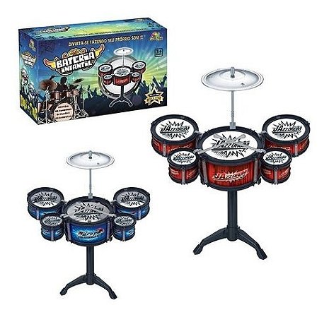 Mini Bateria Infantil Crianças 5 Tambores 1 Prato Musical