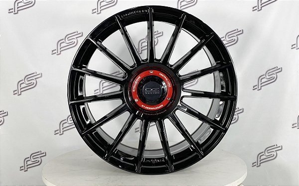 Jogo De Rodas Mod: OZ Preto Brilhante Detalhes Vermelho 4x100 4x114 - 17x7,5