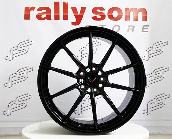 Jogo de Roda Gm Corvette Preto Brilhante 5x120 - 20x9 e 21x12 Offset 35 e 52 (Nv)