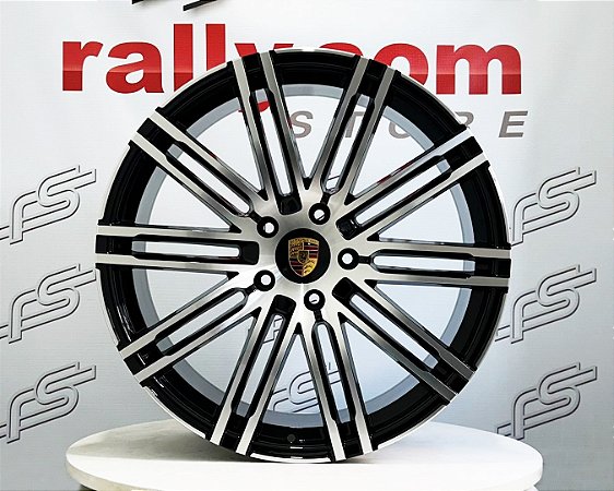 Jogo de Roda Porsche Cayenne Preto Diamantado 5x130 - 21x10 Offset 55