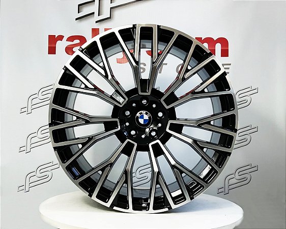 Jogo de Roda Bmw X-7 Preto Borda DIamantada 5x120 - 22x9,5 e 22x10,5 Offset 40 (Nv)