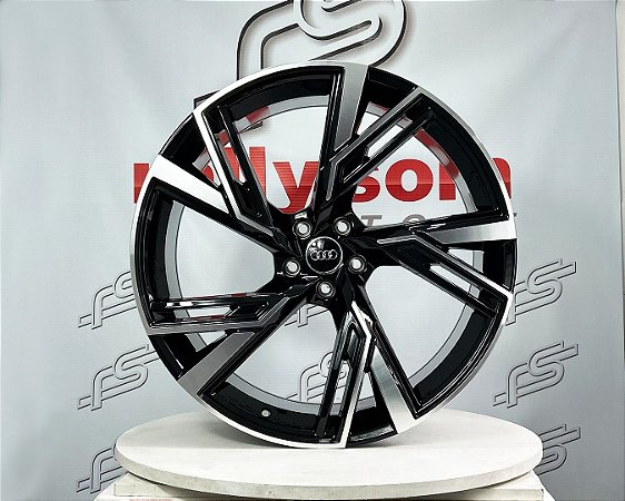 Jogo de Roda Audi Rs6 Preto Diamantado 5x112 - 22x9,5 Offset 35 (Nv)
