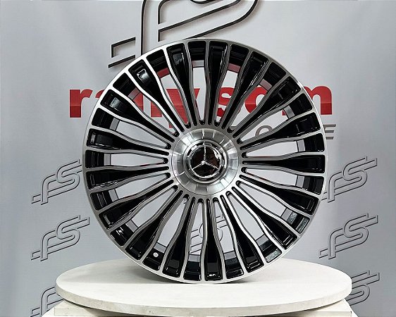 Jogo de Roda Mercedes Maybach Preta Borda Diamantada 5x112- 20x8,5 e 20x9,5 Offset 38 e 42 (Nv)