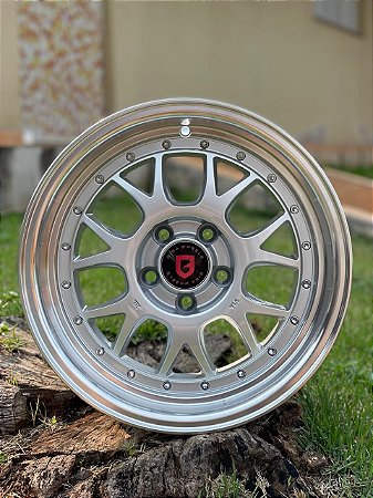 Jogo de Roda Gisa Wheels 9901 Prata Borda Diamantada 4x100 - 15x8 Offset 15 (Nv)