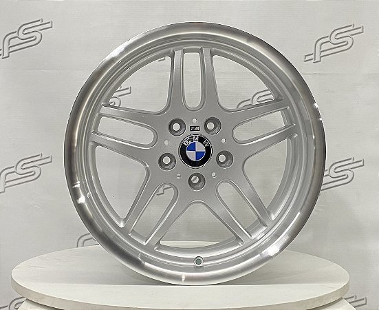 Jogo de Roda Bmw Style 37 Prata Borda Diamantada 5x120 - 17x8 e 17x9 Offset 13 e 25 (Nv)