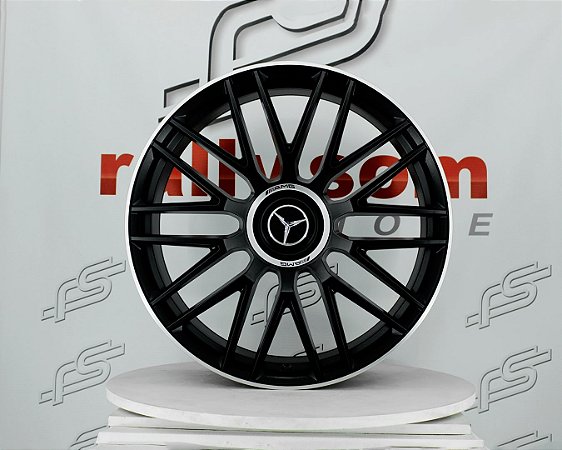 Jogo de Roda Mercedes Amg GlS63 Preto Borda Diamantado Fosco  5x112 - 22x9,5 e 22x11,5 Offset 45 e 47 (Nv)