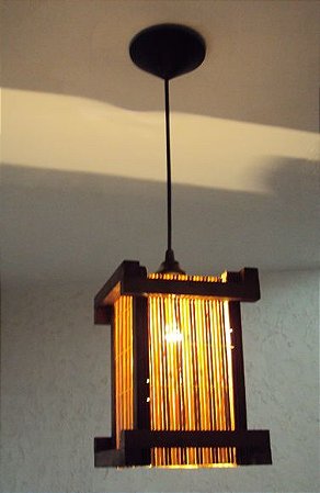 Lustre de teto luminária rústico japonês pendente telinha de bambu artesanal sala quarto hotel pousada