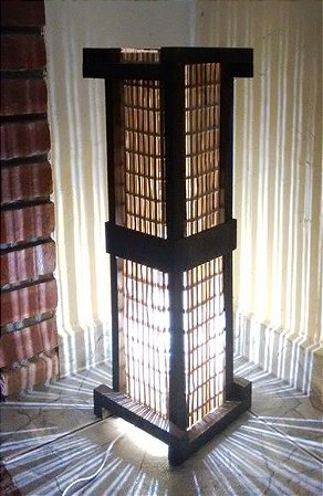 Abajur luminária japones rústico bambu