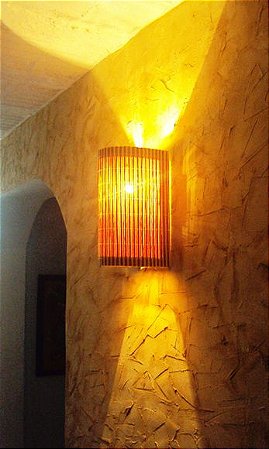 Luminária de parede arandela rustica telinha de bambu oval artesanal decoração sala quarto hotel pousada