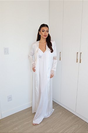 New - Robe de noiva longo com manga com detalhes em renda