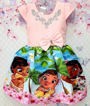 Vestido De Festa Temático Moana Baby - Xuxuzinhos Baby