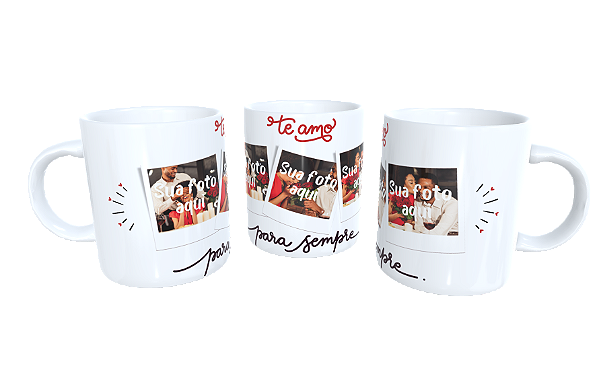Caneca branca com foto amor
